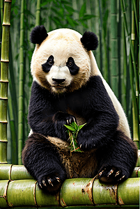 可爱熊猫与竹子摄影配图2