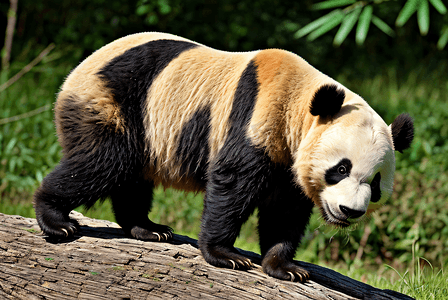 黑白动物摄影照片_竹林里可爱的熊猫图片1