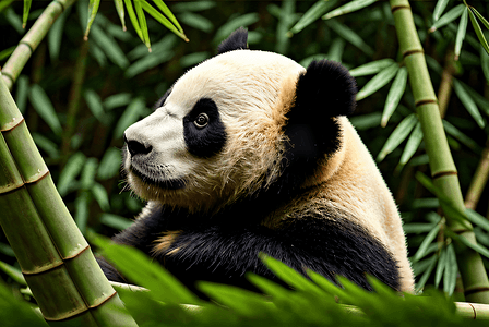 动物高清图熊猫摄影照片_国宝熊猫与竹子高清摄影配图6