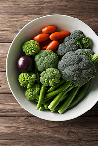 碗装蔬菜摄影照片_盘里装着的新鲜果蔬摄影图7