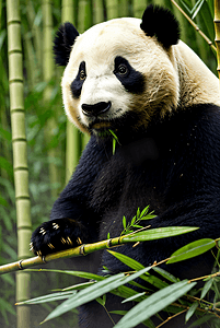 正在吃竹子的可爱熊猫图3摄影图