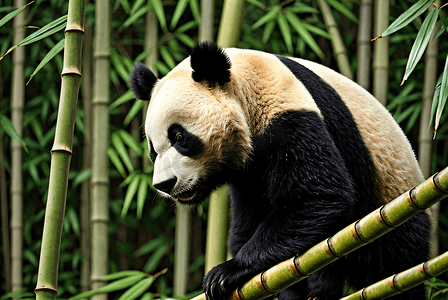 国宝熊猫与竹子高清摄影照片