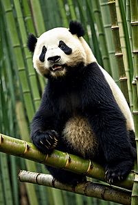 可爱熊猫与竹子摄影配图3