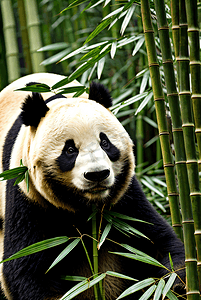 可爱熊猫与竹子摄影图2