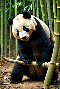竹林，竹子，竹叶摄影照片_可爱熊猫与竹子摄影图片4