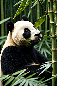 正在吃竹子的可爱熊猫图6摄影照片