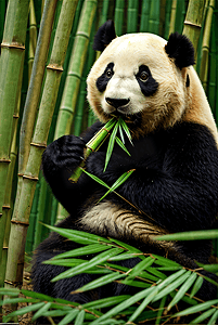 动物高清图熊猫摄影照片_熊猫与竹林高清摄影配图2