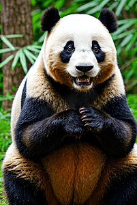 几片竹叶摄影照片_中国国宝大熊猫摄影配图5
