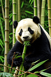 可爱熊猫与竹子摄影配图8