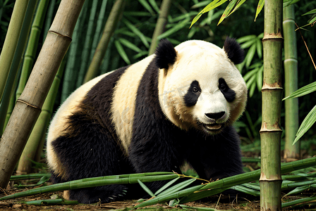 熊猫与竹子高清摄影图