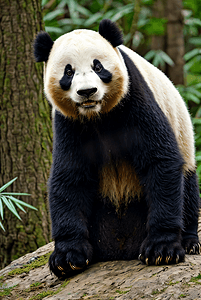 几片竹叶摄影照片_中国国宝大熊猫摄影配图9