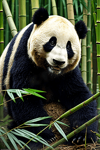 正在吃竹子的可爱熊猫图7摄影图