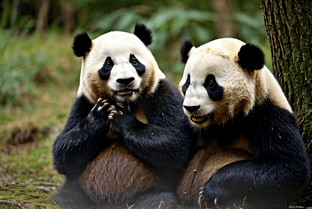 黑白动物摄影照片_可爱国宝大熊猫摄影配图2