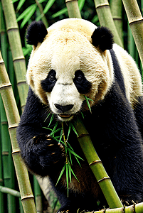 可爱熊猫与竹子摄影图5