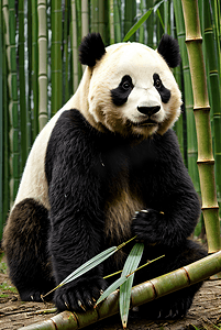 可爱熊猫与竹子摄影配图9
