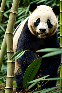 可爱熊猫与竹子摄影图3