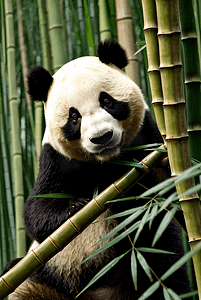 可爱熊猫与竹子摄影配图7