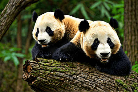 正在爬行的熊猫摄影图1
