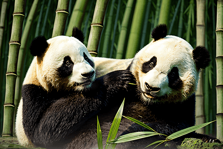 国宝熊猫与竹子高清摄影图片2