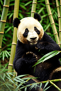 国宝人寿摄影照片_可爱熊猫与竹子摄影图4