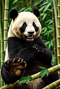 可爱熊猫与竹子摄影图片5