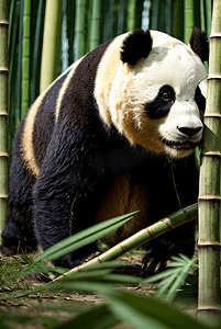 可爱熊猫与竹子摄影配图5