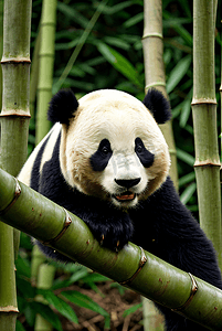 可爱熊猫与竹子摄影图片2