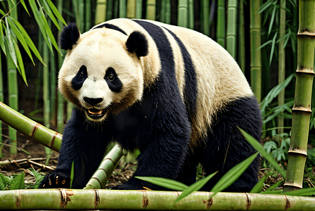 大熊猫与竹子摄影照片