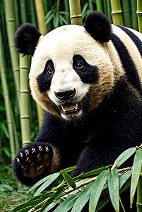 竹林，竹子，竹叶摄影照片_可爱熊猫与竹子摄影配图6