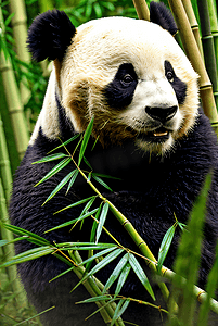 正在吃竹子的可爱熊猫图4高清摄影图