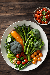 碗装蔬菜摄影照片_盘里装着的新鲜果蔬摄影图9