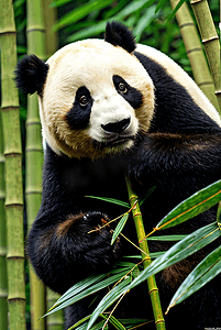 竹林，竹子，竹叶摄影照片_熊猫与竹林高清摄影照片2