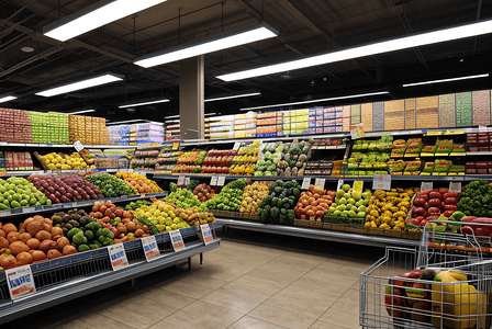 超市货架上摆放着新鲜果蔬摄像图高清摄影图