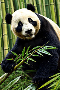 可爱熊猫与竹子摄影图6
