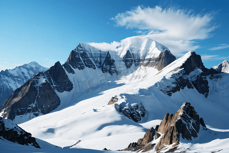 冬季雪山山脉摄影照片