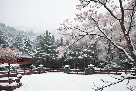 冬天中式庭院积雪摄影摄影图8
