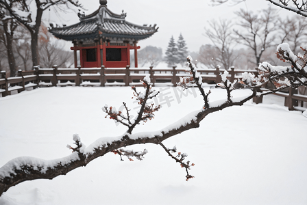 冬天庭院积雪摄影配图9