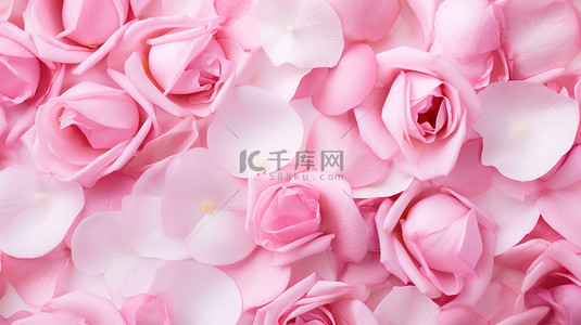 粉色玫瑰花瓣平铺设计图