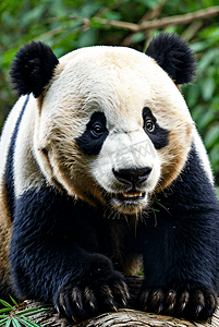 一只可爱大熊猫与竹子摄影图4