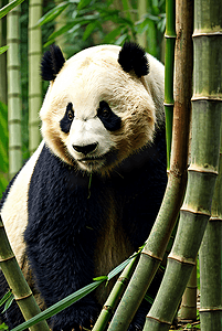 一只可爱大熊猫与竹子摄影图2
