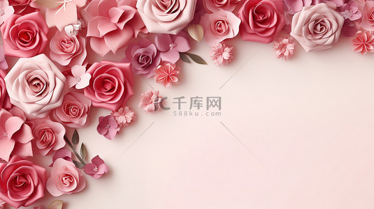 情人节花框配玫瑰背景图