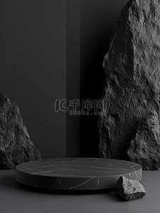 黑色几何岩石产品背景