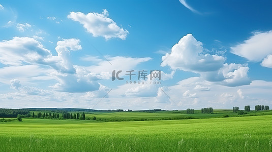 绿色小草背景图片_春天草地小草蓝天白云设计图