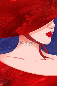 女性配戴背景图片_红色38女神节女王节妇女节女性背景