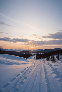 夕阳照射摄影照片_冬日夕阳照射下厚厚的积雪图10图片