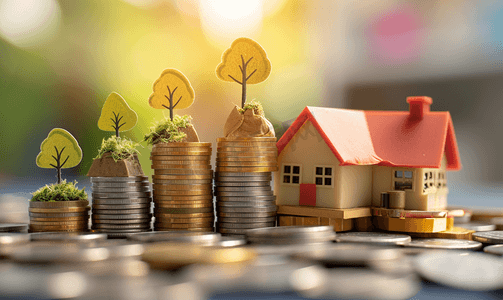 存钱买房和贷款的商业投资的房地产概念