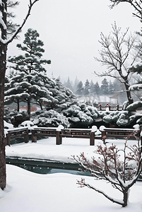 冬季庭院外雪景风光图3摄影图