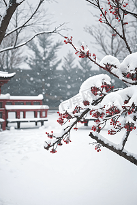 中式庭院厚厚积雪摄影图片9