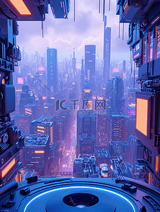展台城市背景图片_蓝色科技感数码城市展台背景8