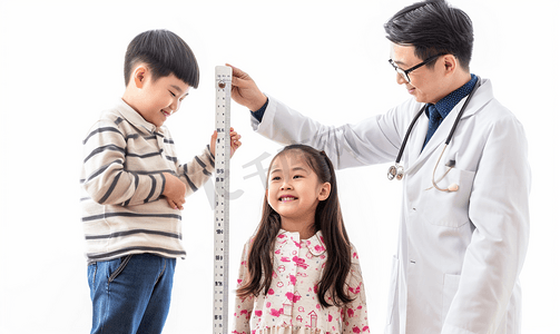 医生体检帮孩子量身高